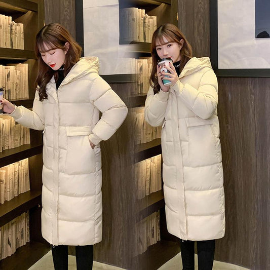 Thick and Warm Over-the-knee Women's Cotton-padded Jacket Student Fashion Slim Women's Cotton-padded Jacket Mid-length Winter Jacket