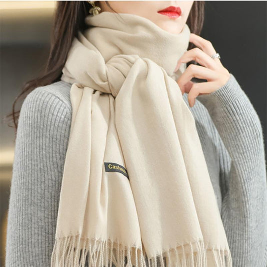 Cashmere Scarfs for Women Winter Warmth and Thick Solid Color Wool Scarfs Shawels Korean Wild Bib