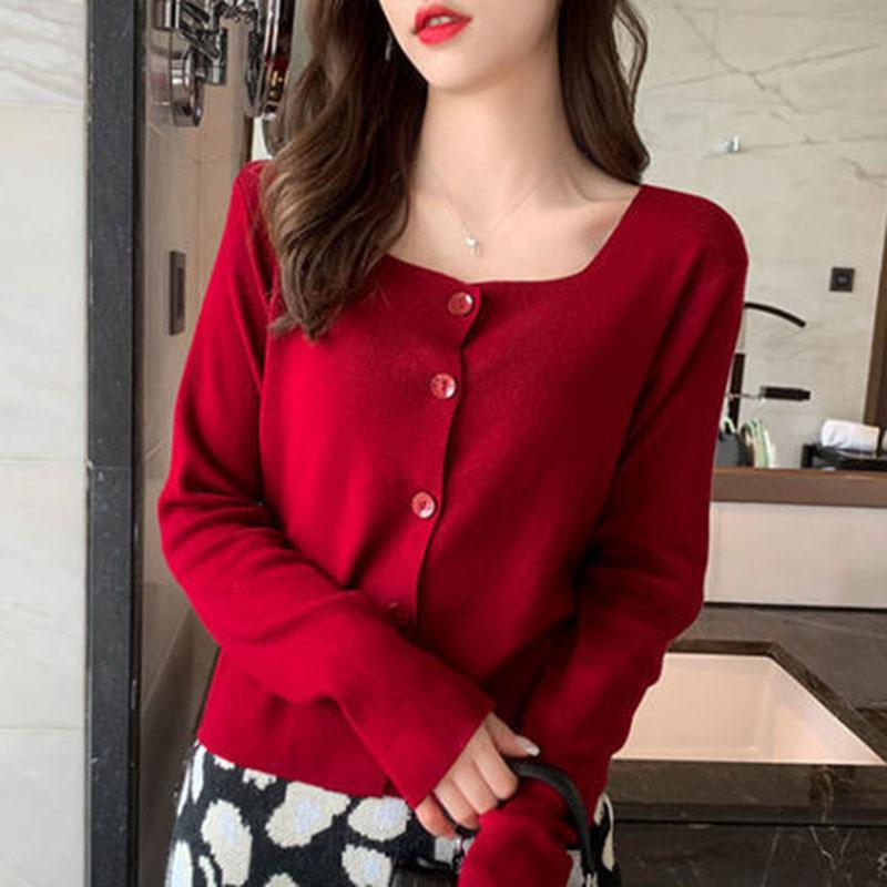 Autumn and Winter Knitted Loose Bottoming Shirt All-match Long-sleeved Solid Color Tops Fashion Simple Women's Sweaters