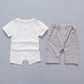 Baby Boy Clothes Summer Soft Breathable Infant Clothing Elephant Print Cute Short Sleeve T-Shirt Top Striped Pants Kids Suit