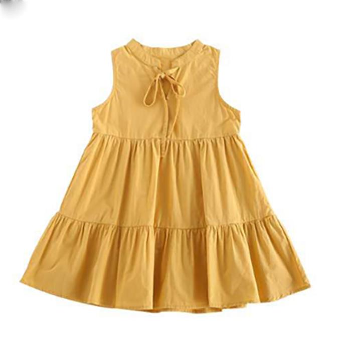 Girls Dress Summer Toddler Dress Sleeveless Dress Loose Solid Princess Dress Girls Baby Kids Clothing