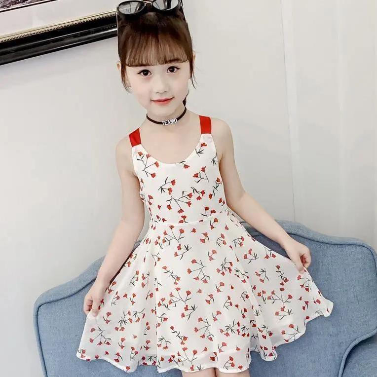 Children Dress Spring Summer Sling Kids Clothing  Baby Girls Clothing Printing Sleeveless Dress Girl