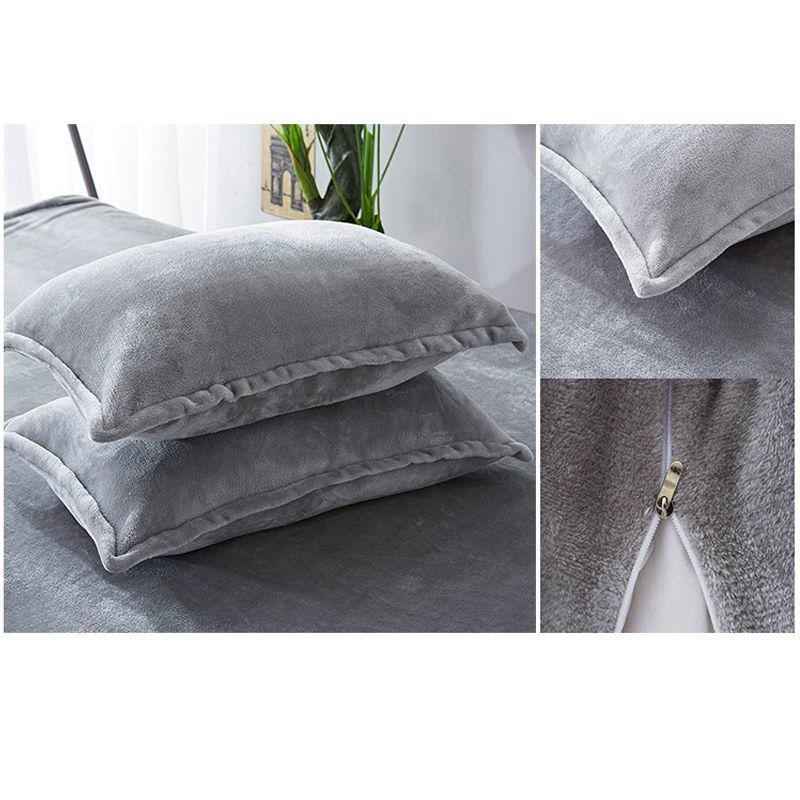 Pure Color Thick Flannel Pillow Case Fleece Single Double Pillow Cover Coral Fleece Pillow Case