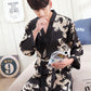 Ice Silk Pajamas Men's Summer Long-sleeved Thin Silk Bathrobes Men's Long Sexy Pajamas Home Service