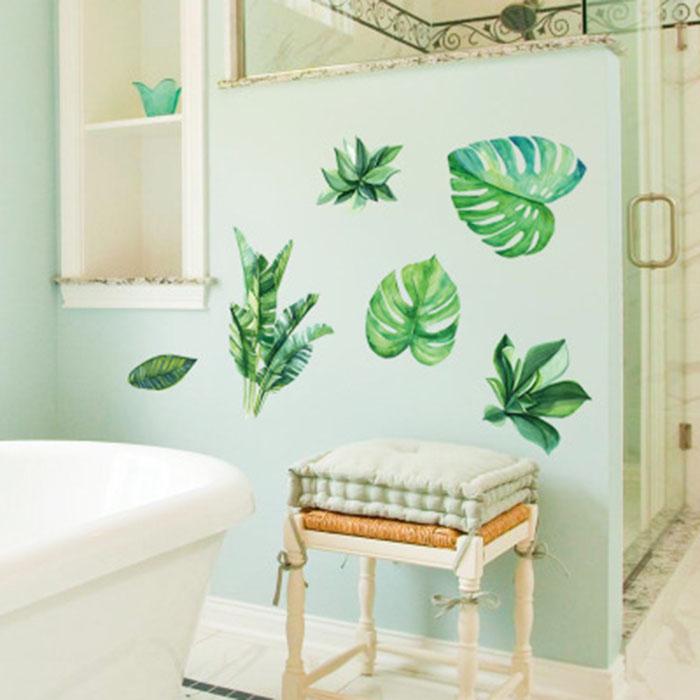 Nordic creative green plant TV sofa bedside wall stickers removable wallpaper