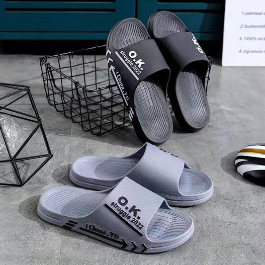 Men's Slippers Summer Home Soft Bottom Non-slip Bathroom Slippers Go Out Personality Flip Flops