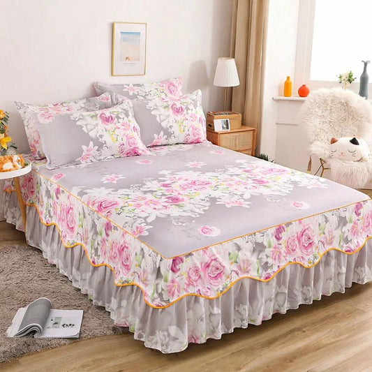 1 Piece Set of Protective Mattress Cover Fitted with Non-slip Protection Printed Bed Sheet Dust Cover