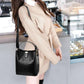 Crossbody Bag Women Crocodile Pattern Leather Anti-theft Zipper Large Capacity Bucket Shoulder Bag