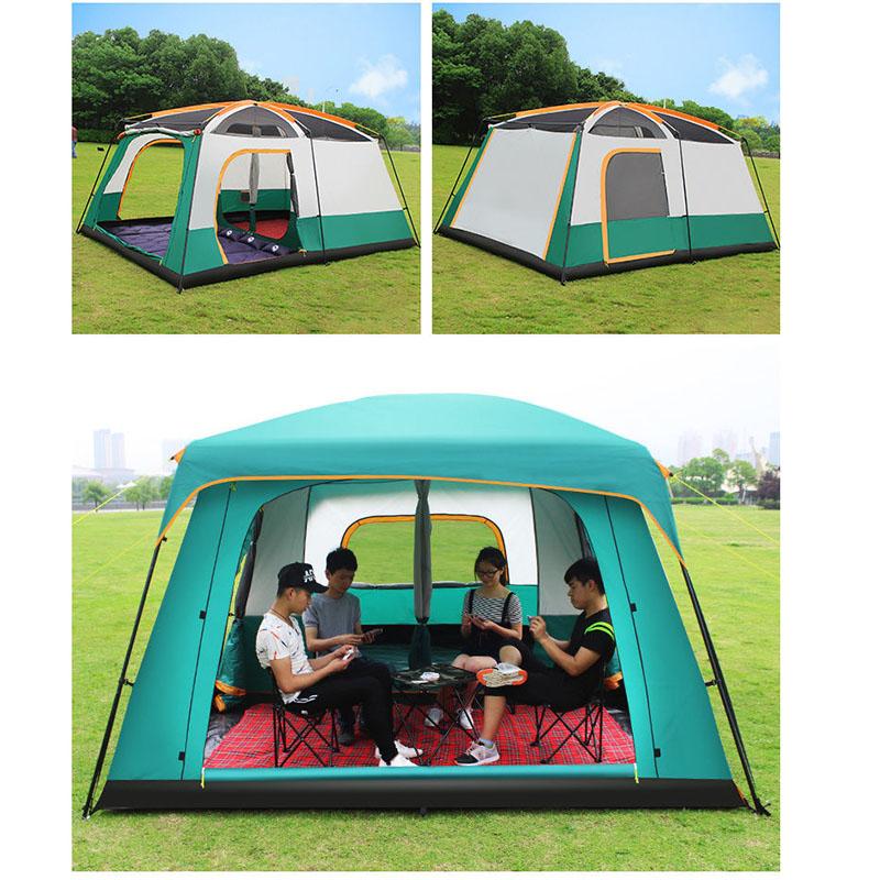 Outdoor Tent Two Rooms and One Living Room 4 To 6 People Thick Rainstorm Camping Tent