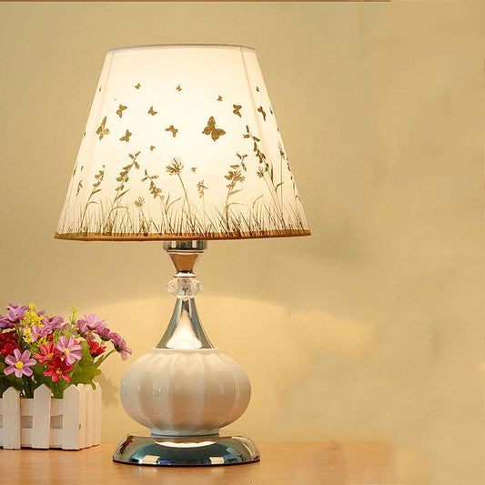 Ceramic Table Lamp E27 Bedroom Bedside Lamp Modern Fabric Decorative Table Lamp