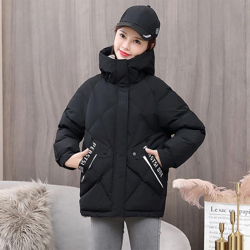 Women's Mid-length Down Jacket Winter Korean Loose Cotton Clothes Casual Hooded Padded Jacket