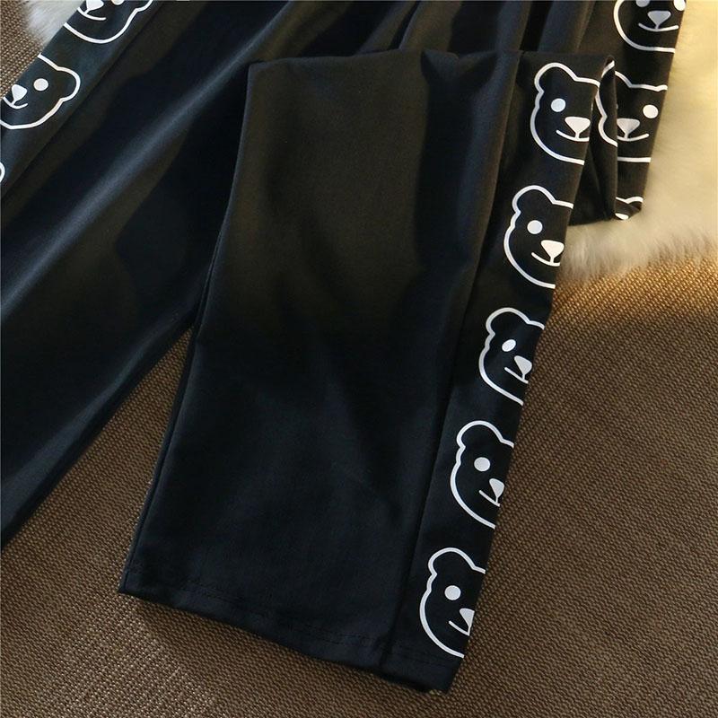 Spring and Summer Loose Small Wide-leg Pants Women's High Waist Drape Bear Sports Pants Casual Straight Mopping Trousers