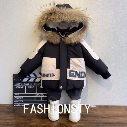 Cotton Winter Jacket for Boys Girls Winter Coat for Boys Fur Fleece Kids Parka Children Clothing