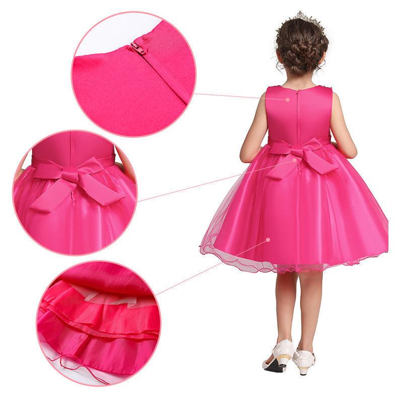 European and American Girls Fluffy Dress with Sequined Flower Long Skirt Princess Birthday Party Noble Dress