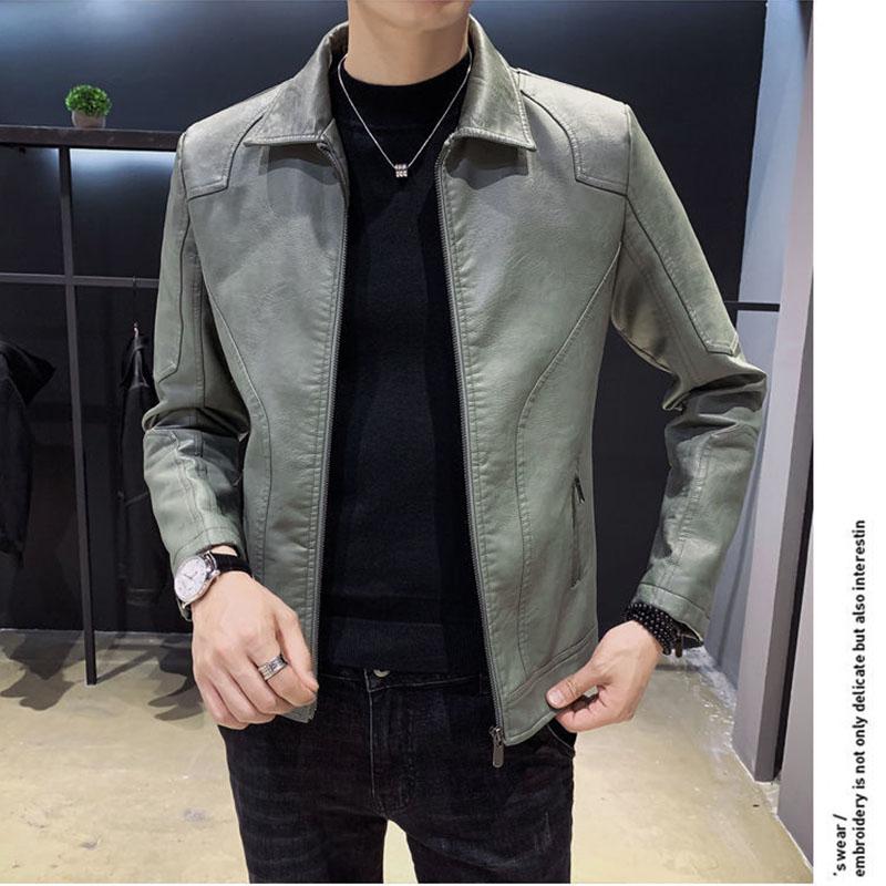 Leather Men's Jacket Korean Men's Autumn and Winter Jacket Slim Trend Leather Jacket Youth Jacket