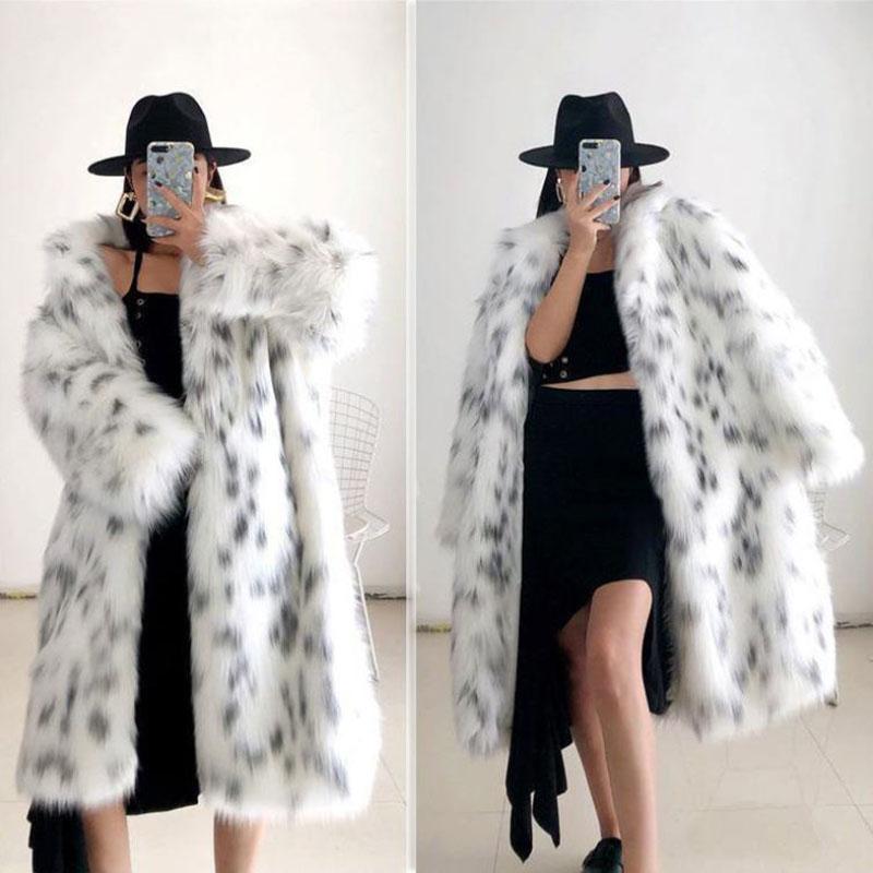 Mid-length Faux Fur Coat Winter Korean Fashion Style V-neck Thick Warm Fur One Plush Coat Suitable for Women