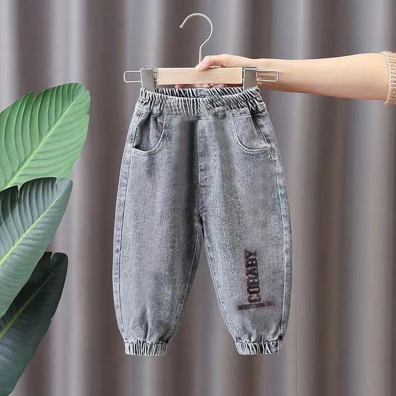 Kids' Pants Summer Jeans Korean Embroidery Print Letter Loose Boys' and Girls' Jeans Pants Pants Casual Pants