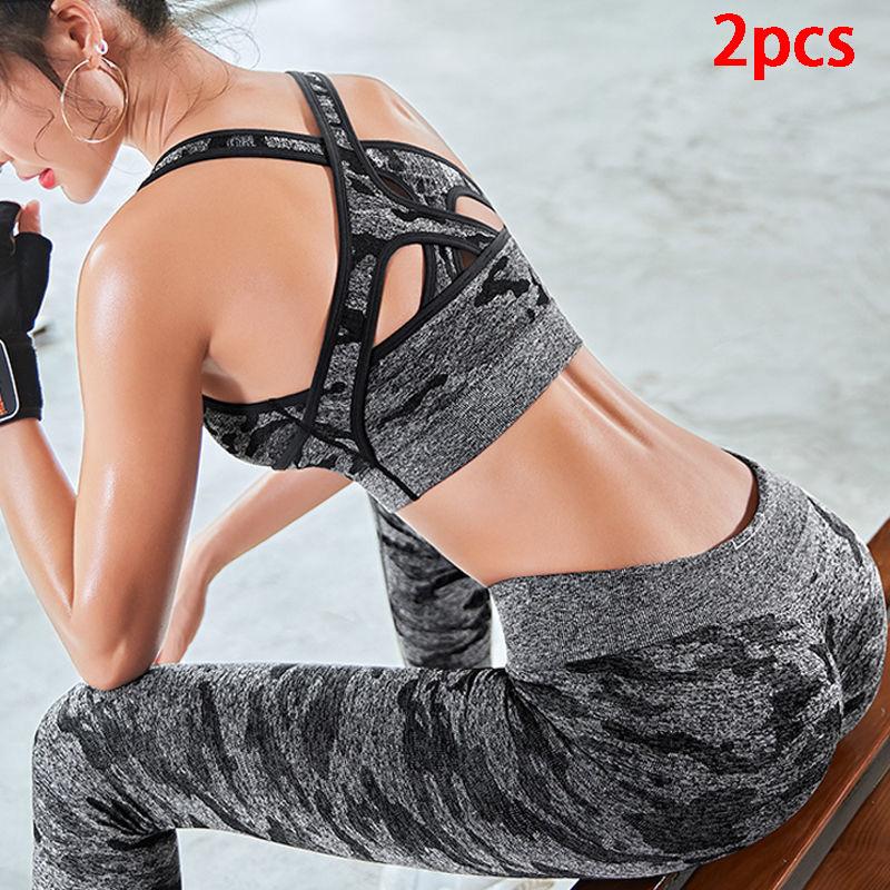 3PCS Seamless Women Yoga Set Workout Sportswear Gym Clothing Fitness Long Sleeve Crop Top High Waist Leggings Sports Suits