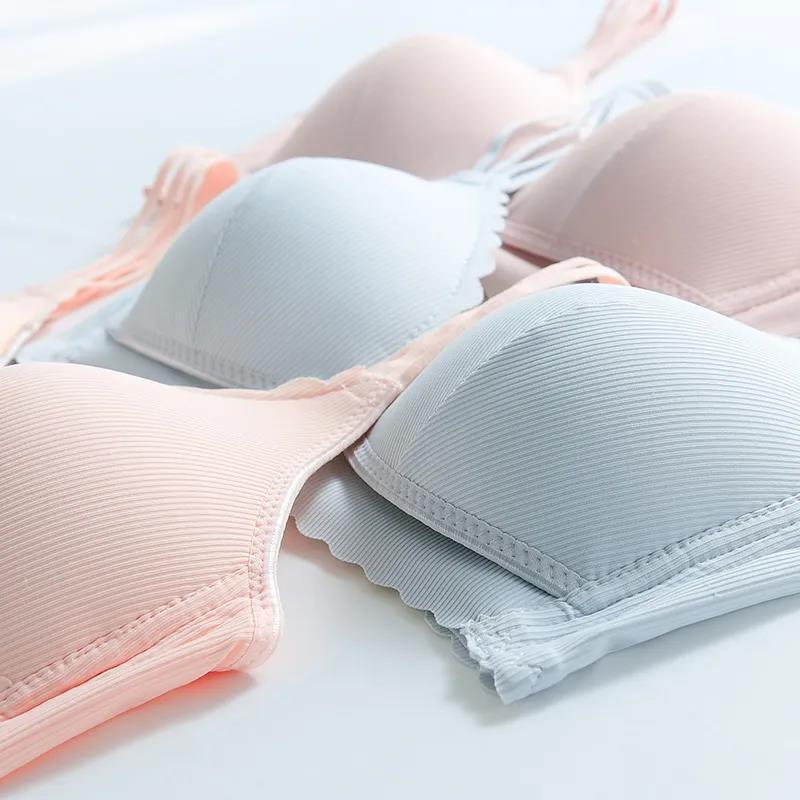 Breast Feeding Underwear Pregnant Women Early and Late Bra Postpartum Breast Feeding Anti Sagging Gathered Non Steel Ring Bra Breathable Cotton