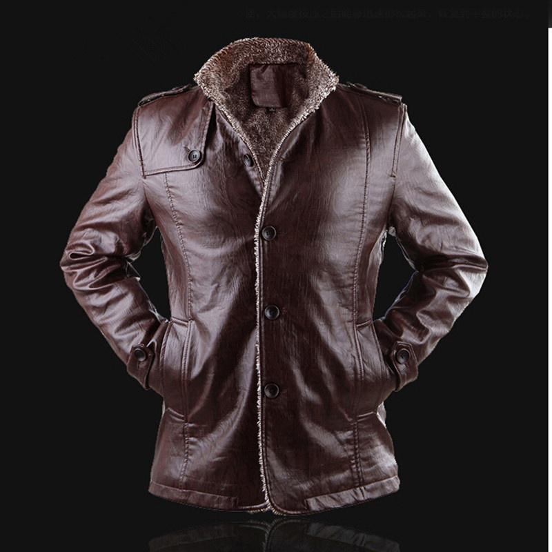 Men's Leather Coat Collar Fur Warm Winter Padded Jacket Waterproof Windproof Jacket XL Jacket