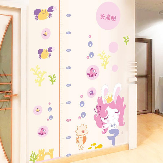 Sea bottom mermaid height sticker children holiday gift kindergarten layout decorative wall stickers