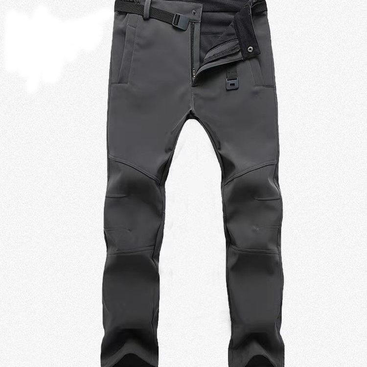 Men's Waterproof Casual Pants Winter Plus Velvet Cold and Warm Windproof Stretch Trousers Mountaineering Tactical Work Pants