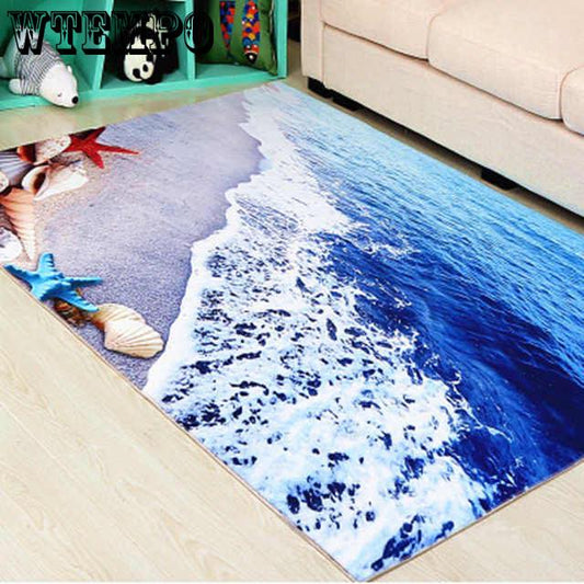 European Style 3D Underwater World Living Room Corridor Rug  Bedroom Aisle Anti-slip Carpet