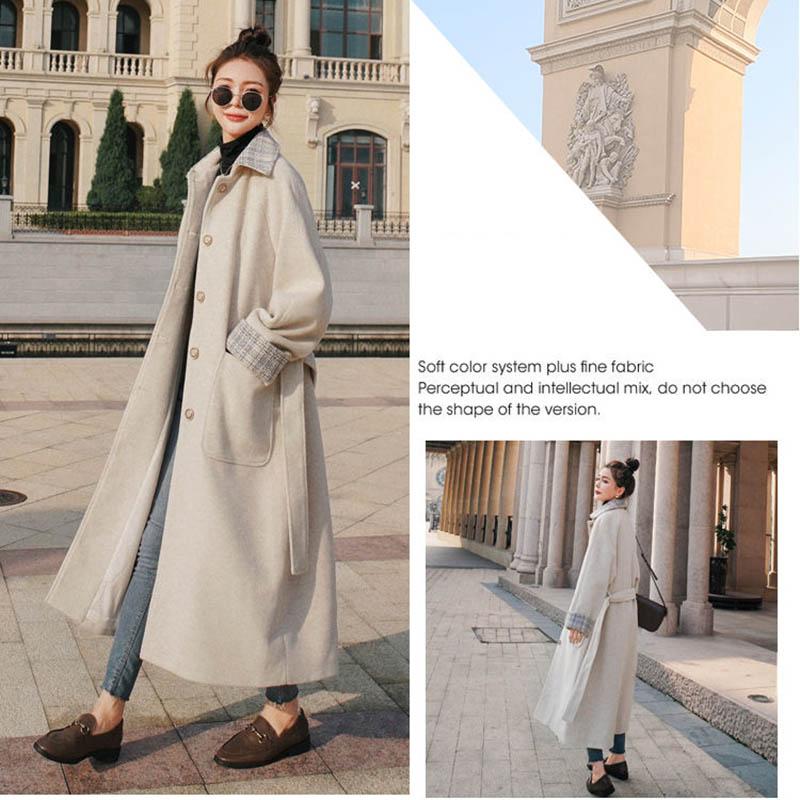 Women's Woolen Coat Mid-length Windbreaker with Cotton Thickened Autumn and Winter Jacket Women