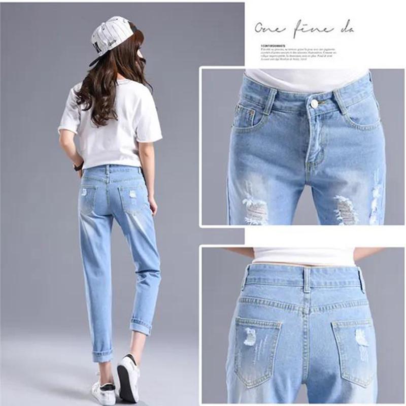 WTEMPO Women's Ripped Jeans Loose and Slim Wide Leg Straight  Denim Big Pocket Trousers