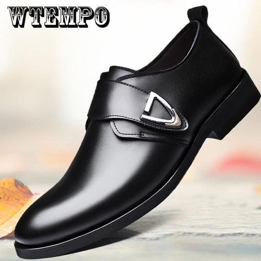 Men's increased leather shoes breathable soft bottom business shoes casual shoes large size shoes