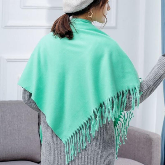 Autumn and Winter Korean Solid Color Triangle Scarf Air Conditioning Shawl Scarf Bib All-match Shawl Dual-use