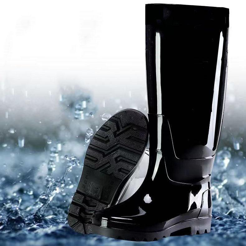 Wear-resisting Anti Slip Men's Rain Boots Black High-top Water Boots Rubber Bottom Kitchen Car Washing Work Boots