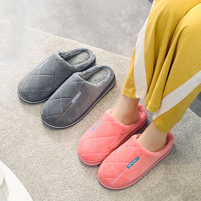 Winter Women's Indoor Cotton Slippers Thick-soled Non-slip Home Household Couple Slippers Men's Warm and Thick Plush Slippers