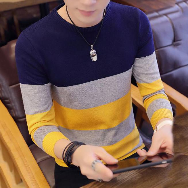 Fashion Brand Sweater Men Pullover Striped Slim Fit Jumpers Knitred Woolen Autumn Casual Men Clothes