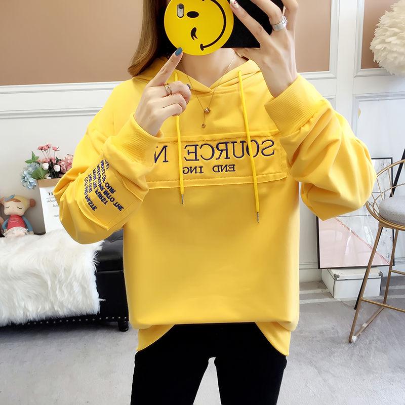 Spring and Autumn Sweater Cotton Women's Sweatshirt Wild Large Size Long Sleeve Warm Hooded Tops