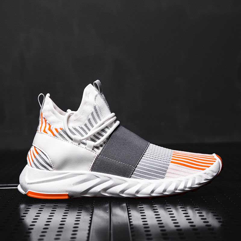 Plus Size 39-44 Men Flying Woven Mesh Running Shoes Lightweight Sneakers Breathable Outdoor Sports Shoes Comfortable Deodorant Running Gym Shoes