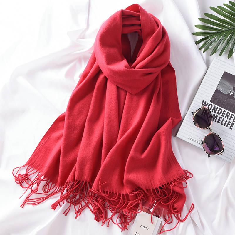 Scarves Ladies Autumn and Winter Fashion Cashmere Scarf Shawl Wild Tassel Solid Color Warm Headscarf