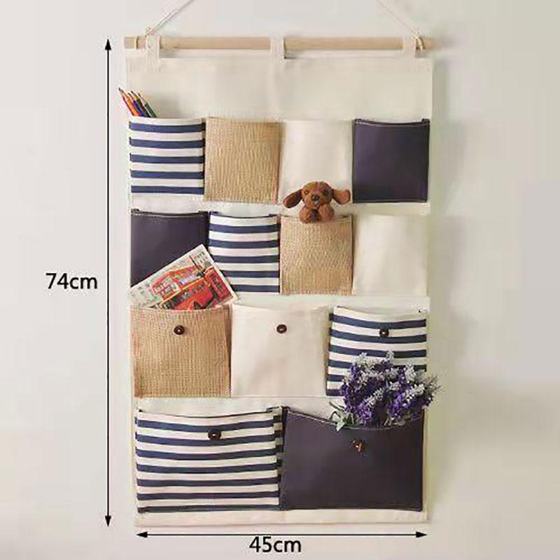 12/13 Pockets Fabric Hanging Bag Storage Bag on The Wall Behind The Door Dormitory Storage Bag Home Mobile Phone Sundries Decoration Hanging Pocket