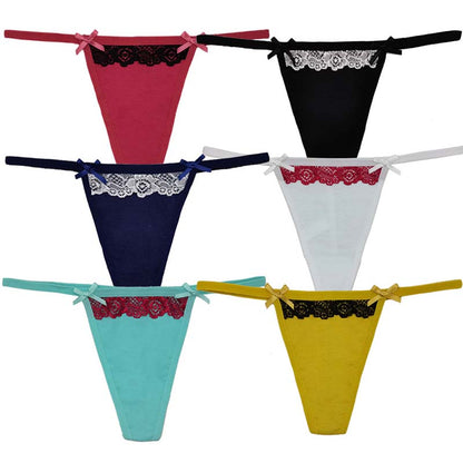 6PCS/Set Lady Amazing Lingerie Lace G String Underwear Female T-back Sexy Fashion Thong Ladies Back Transparent Panties