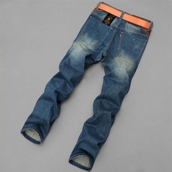 Men's Solid Color Loose Casual Long Denim Straight Trousers Spring and Autumn Large Size High-stretch Jeans