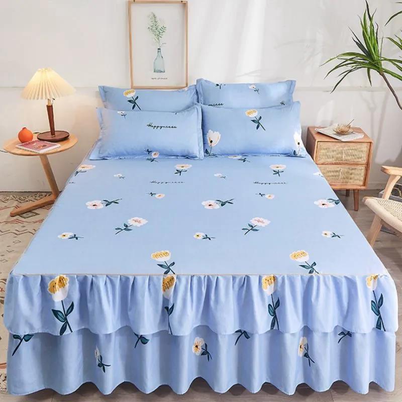 1 Piece Set of Protective Mattress Cover Fitted with Non-slip Protection Printed Bed Sheet