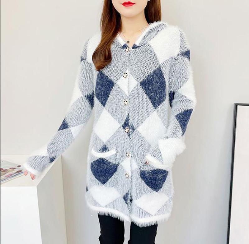 Autumn and Winter Imitation Mink Cardigan Sweater Elegant Temperament Sweater Sexy Mid-length Loose Women's Knitted Top