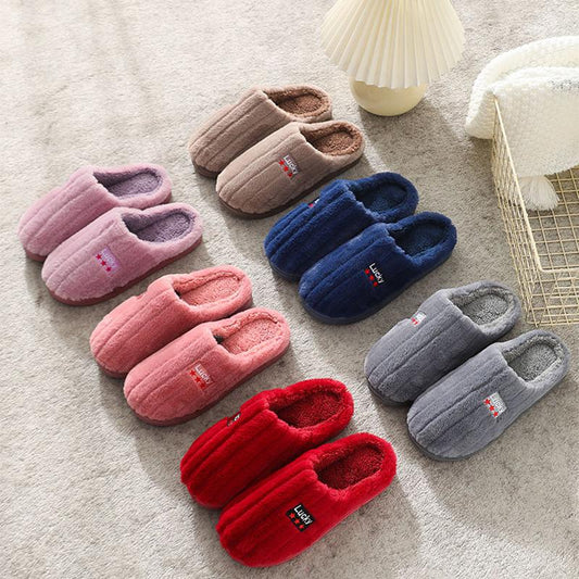 Cotton Slippers Couple Women Winter Home Indoor Warmth Non-slip Thick-soled Shoes Men's Slippers