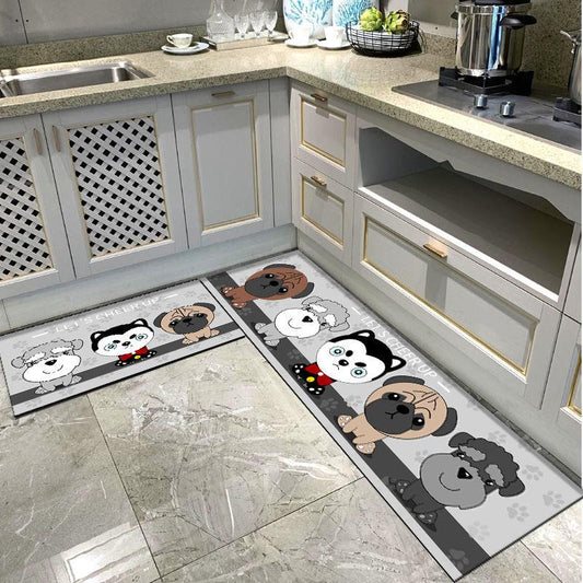 Kitchen Floor Cartoon Dog Animal Pattern Door Pad Floor Carpet Bedroom Door Toilet Non-slip Pad Home Water Absorbing Mat