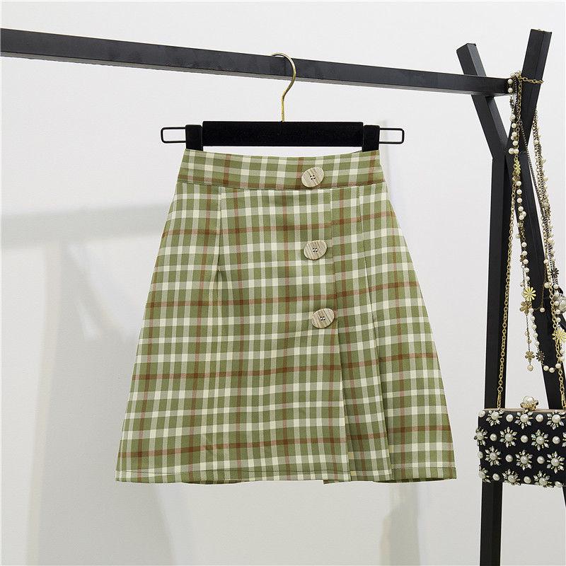 Summer Elegant Skirt Set Short Sleeve T-shirt High Waist Skirt Short Plaid Skirt Two-piece Set