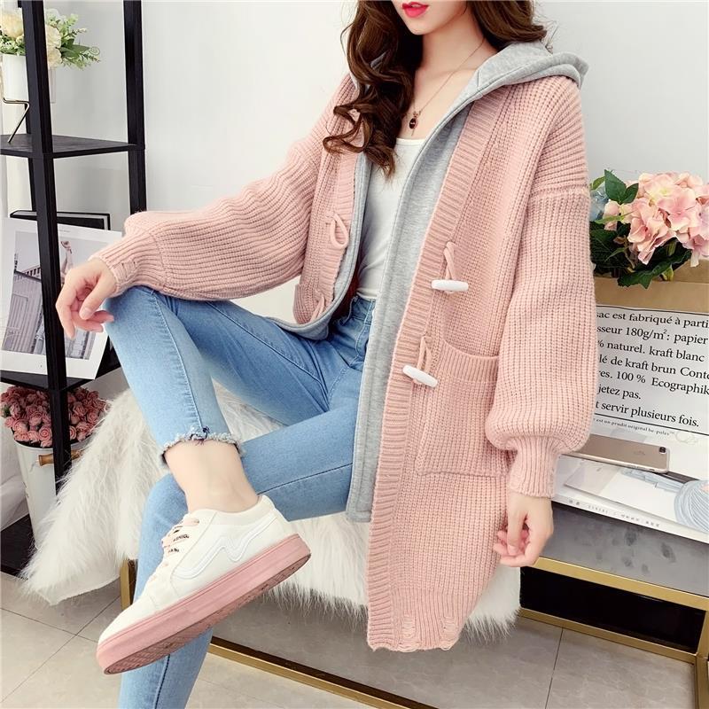 Autumn and Winter Fashion Simple Sweater Casual Cardigan Ins Style Top Mid-length Loose Female Jacket