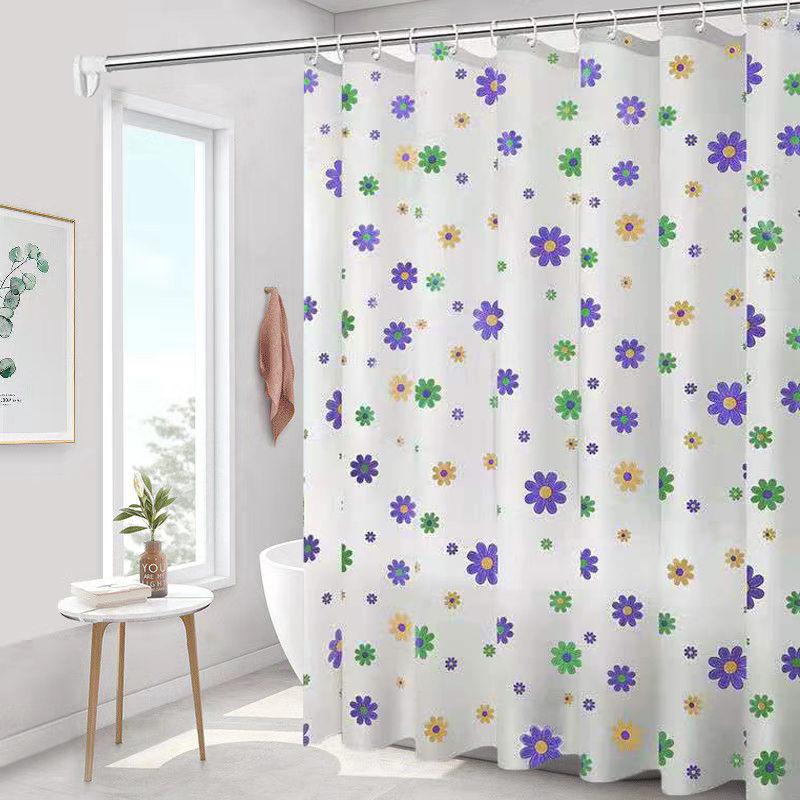 Bathroom Shower Curtain 200*200cm Perforated Shower Curtain Fabric Bathroom Waterproof Curtain Partition Curtain Door Curtain Shower Shower Curtain