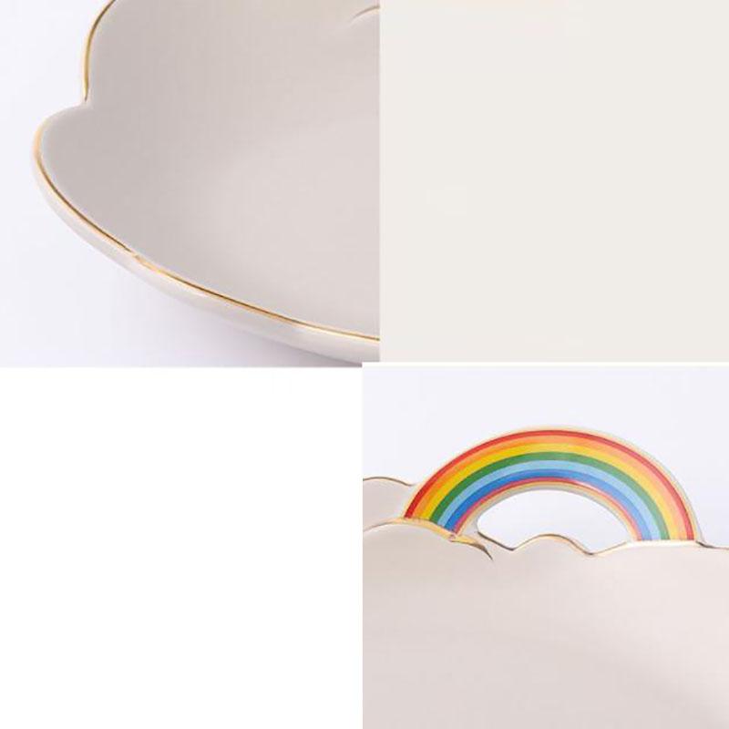 Creative Rainbow Bowl Plate Tableware Soup Bowl Rice Bowl Household Fruit Salad Bowl Ceramic Dinner Bowl Plate