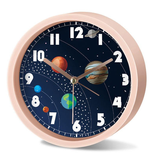 Starry Universe Astronaut Rocket Student Boy Children Cartoon Small Alarm Clock Bedside Mute Clock