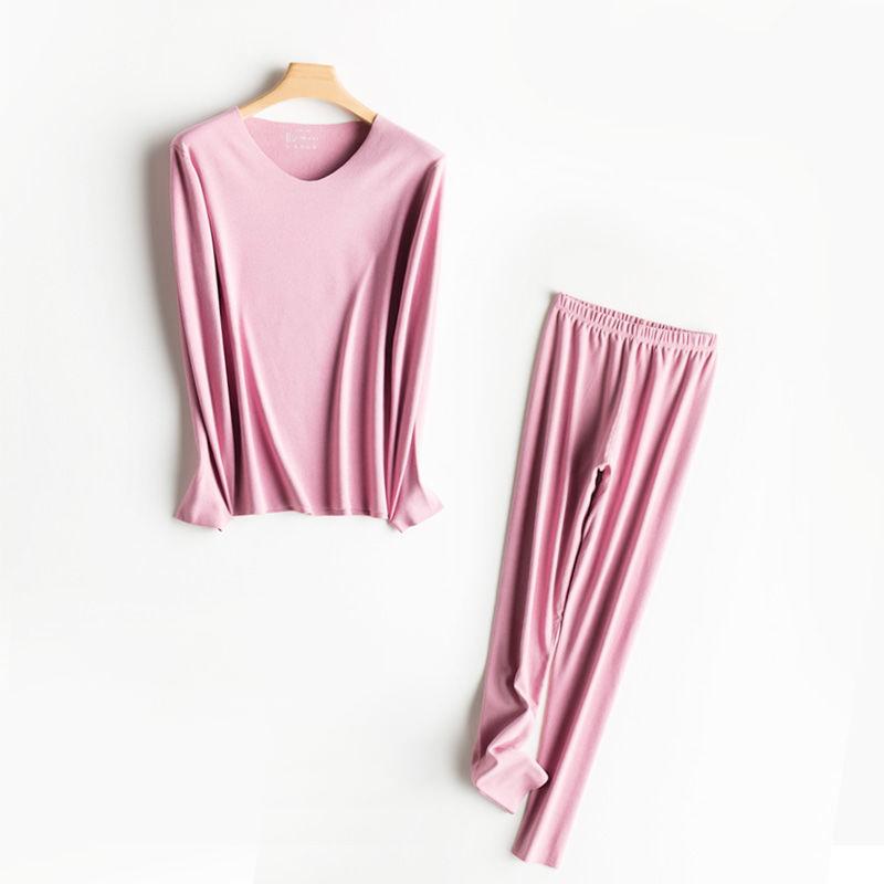 Women Long Sleeve Thermal Underwear Winter Plus Velvet Thicken Tight Suit Pajamas Autumn Windproof High Elasticity Slim Breathable Wearable Versatile